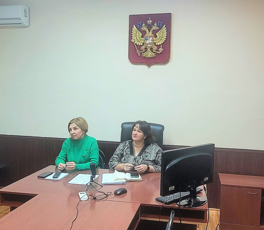 Первый заместитель главы администрации района Ю.В. Евдокимова с консультантом комиссии по делам несовершеннолетних и защите их прав Е.А. Мотковой приняли участие в заседании межведомственной комиссии посредством видеосвязи