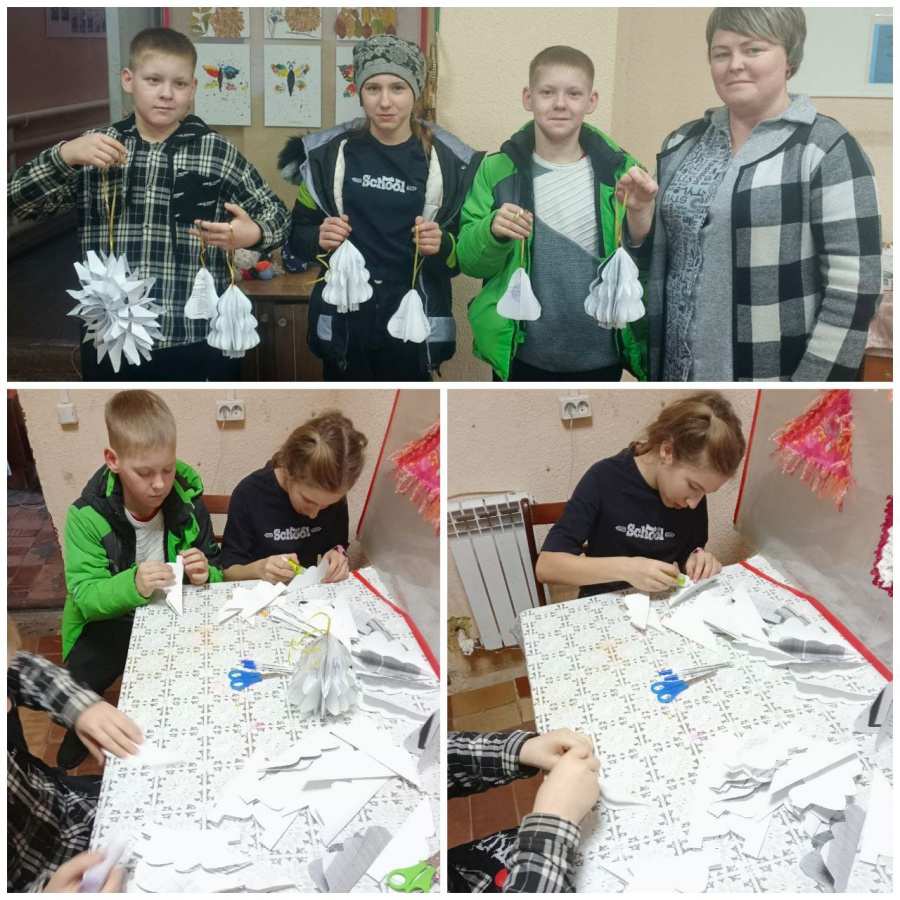 "Узоры для Деда Мороза" ребята  из кружка " Волшебница бумага" выполнили поделки- узоры.