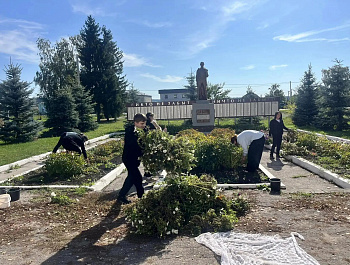 По поручению главы администрации Алексеевского муниципального образования Андрея Демагина проведена уборка территории, прилегающей к памятнику 
