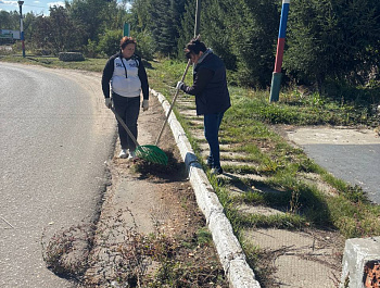 Врип главы администрации Старобурасского муниципального образования Ирина Чернышова вместе с коллегами приняла участие в осенней уборке центральной площади села Старые Бурасы
